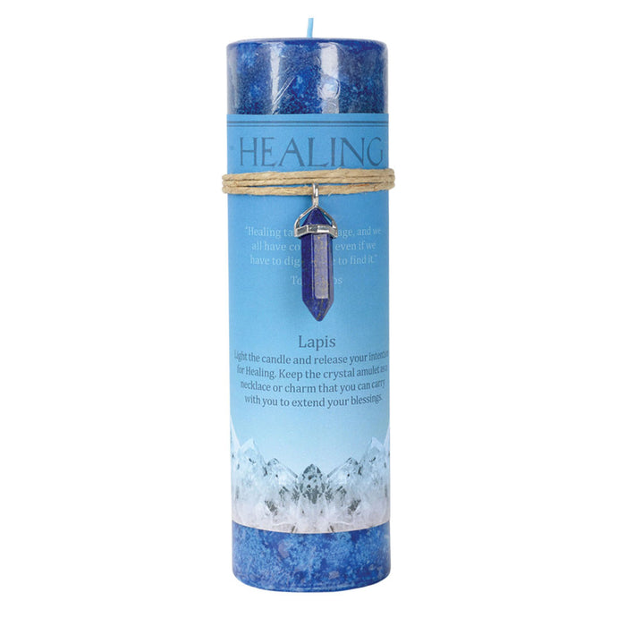 Wholesale Healing Pillar Candle (with Lapis Pendant)