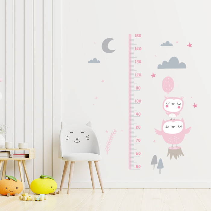 Height Chart Wall Decals Owl Moon Clouds