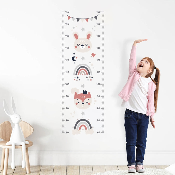 Height Measurement Wall Decals Bear Fox Rainbow