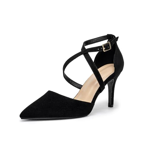 Hoefirm Womens Stiletto Pointed Toe Pumps Cross Strap Court Shoes High Heels Sexy Party Shoes