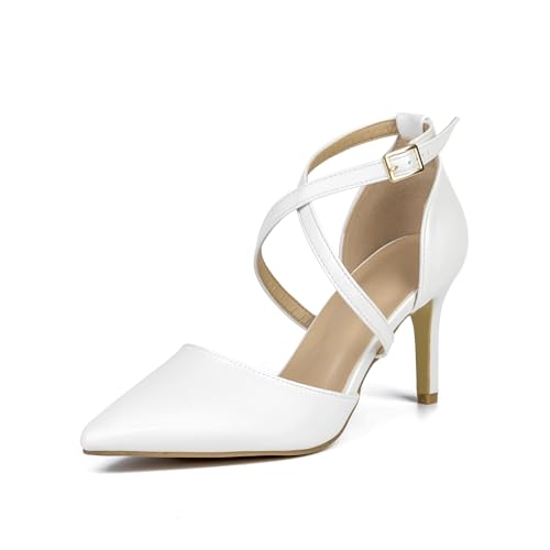 Hoefirm Womens Stiletto Pointed Toe Pumps Cross Strap Court Shoes High Heels Sexy Party Shoes