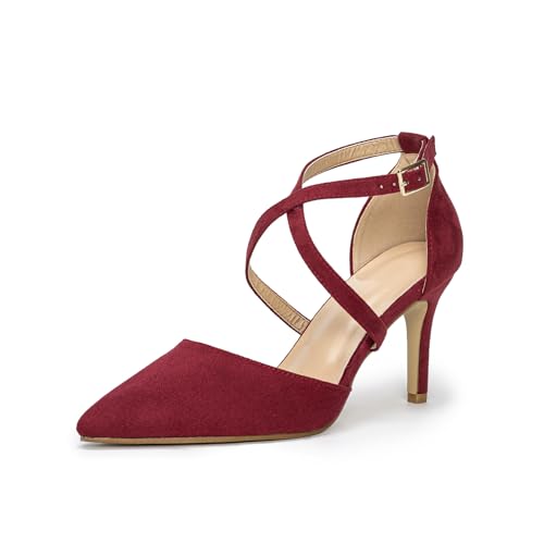 Hoefirm Womens Stiletto Pointed Toe Pumps Cross Strap Court Shoes High Heels Sexy Party Shoes
