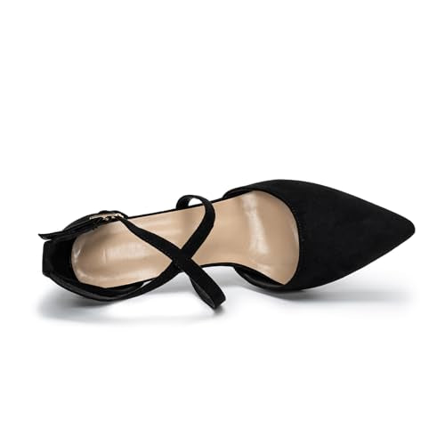 Hoefirm Womens Stiletto Pointed Toe Pumps Cross Strap Court Shoes High Heels Sexy Party Shoes