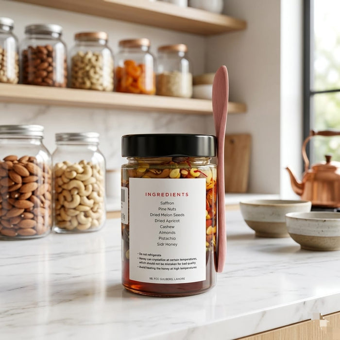 Honey with Mixed Nuts 410g - Tayyib Store - Tayyib Foods - Lahore