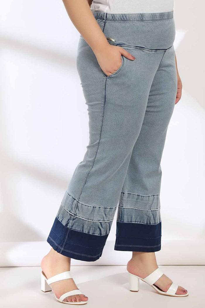 Ice Wash Bottom Design Tummy Shaper Boot Cut