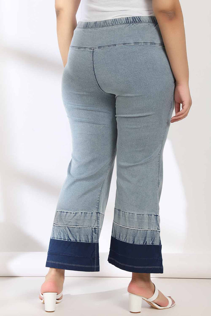 Ice Wash Bottom Design Tummy Shaper Boot Cut