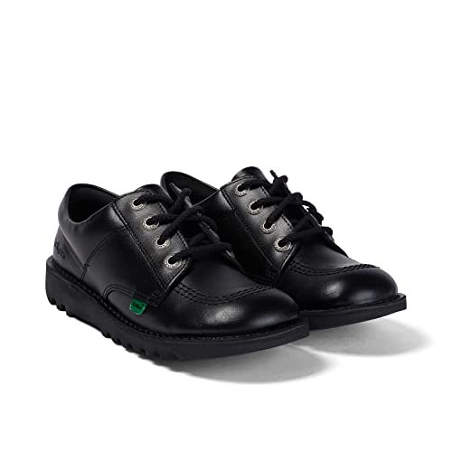 Kickers Unisex Kid's Kick Lo Leather School Shoes,BLACK PATENT - Style Heist