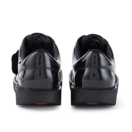Kickers Unisex Kid's Kick Lo Leather School Shoes,BLACK PATENT - Style Heist