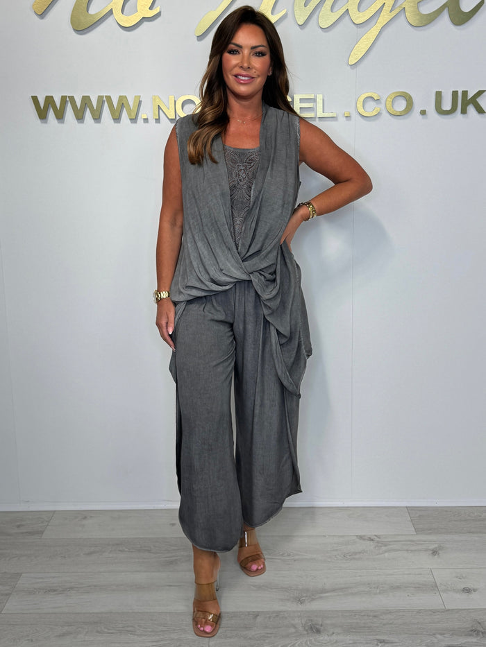 Lace Detail Cross Over Harem Trouser Co-ord (10 Colours)