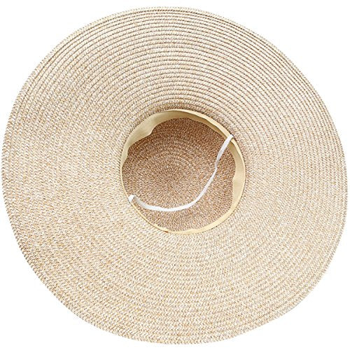 Lanzom Womens 5.5 Inches Wide Brim Straw Hat Floppy Foldable Roll up Cap Beach Sun Hat - Style Heist