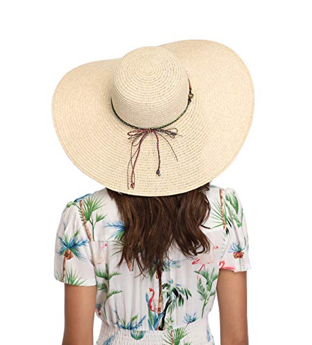 Lanzom Womens 5.5 Inches Wide Brim Straw Hat Floppy Foldable Roll up Cap Beach Sun Hat - Style Heist