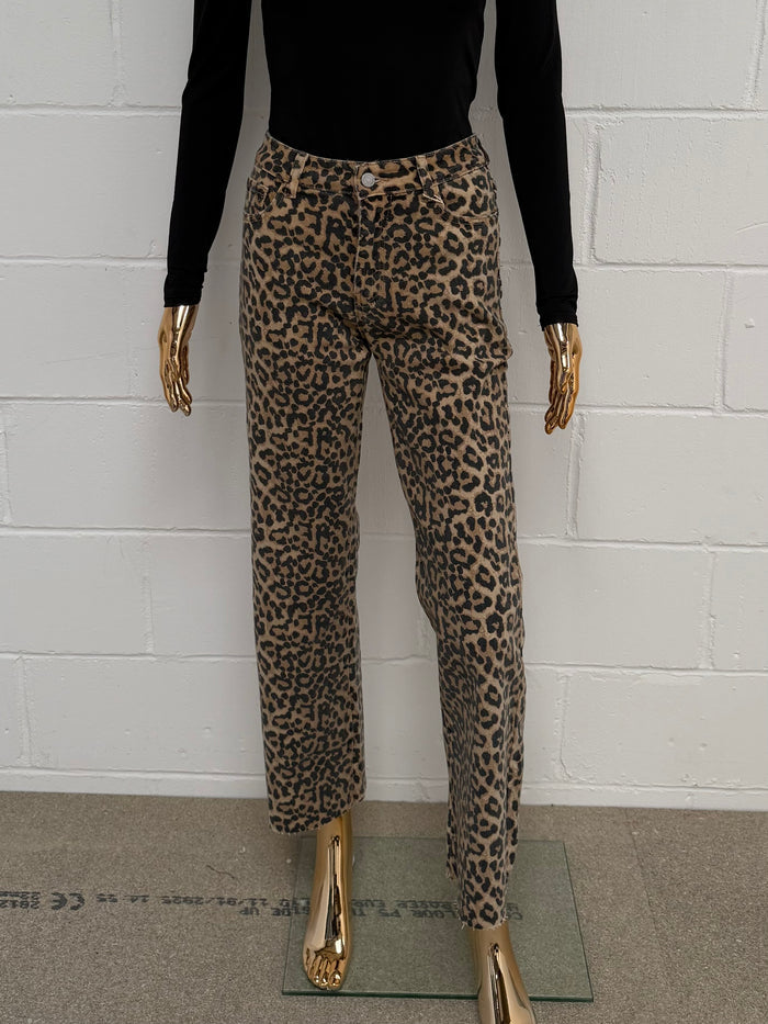 Leopard Print Straight Leg Jean