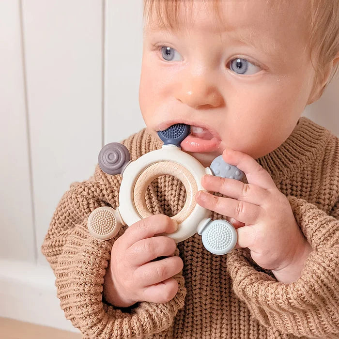 Living Textiles Multi-Surface Teething Wheel - Steel Blue
