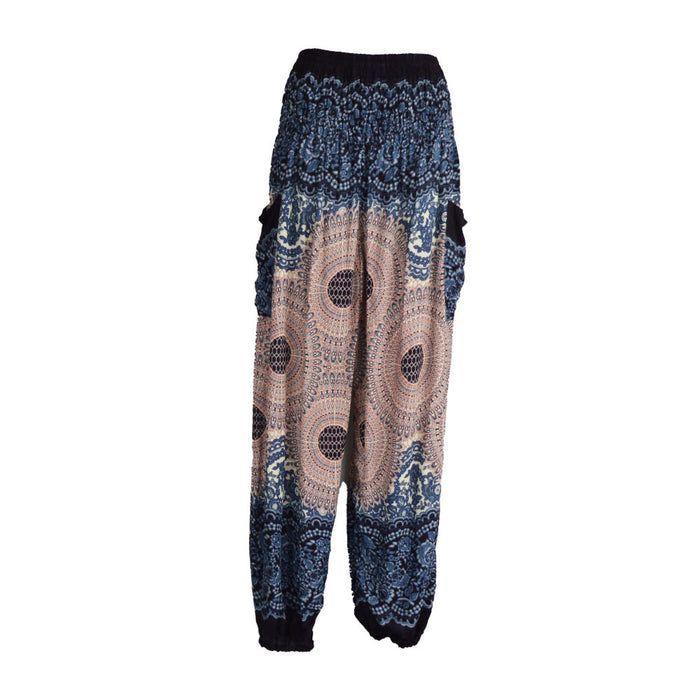 loose mandala pants with pockets, black