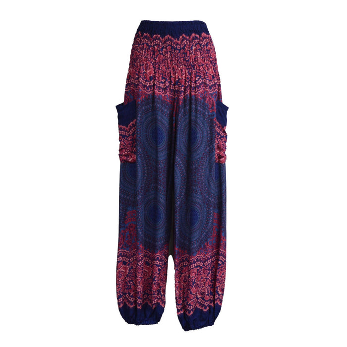 loose mandala pants with pockets, royal blue