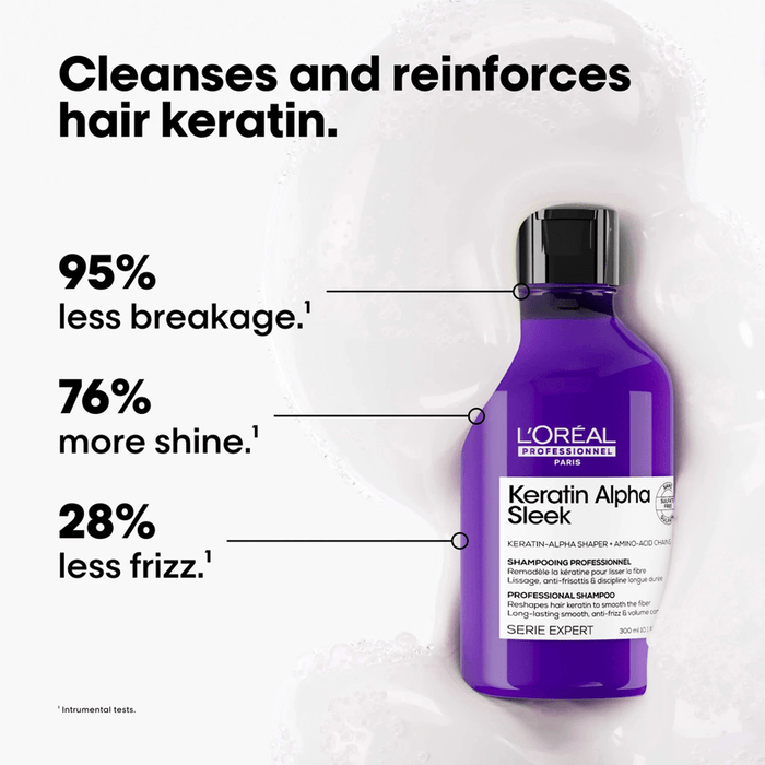 L'Oréal Professionnel Keratin Alpha Sleek Sulfate-Free Shampoo 300ml - Beauty Tribe