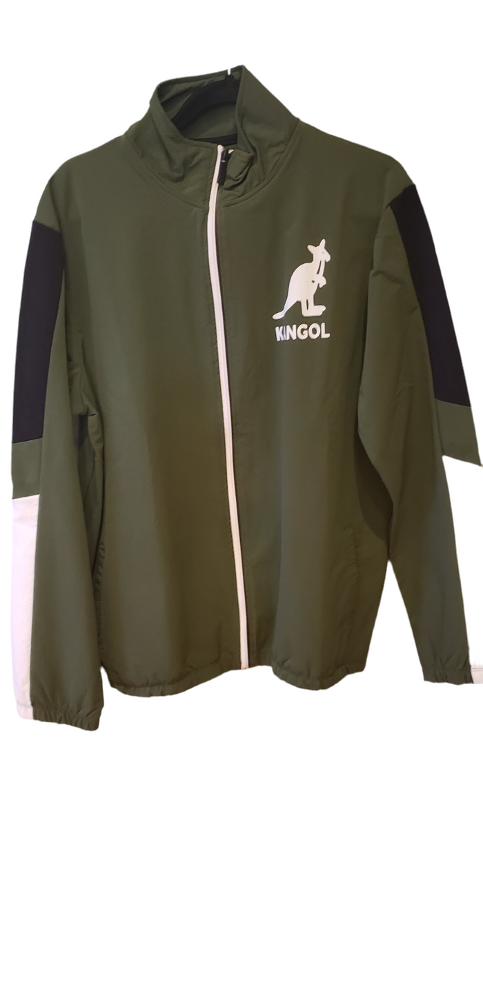 Manteau Kangol Kaki avec Noir et Blanc