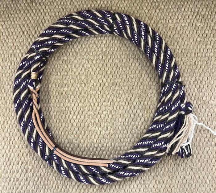 Mecate - MEC180 -  1/2"x22' 6 Strand Alpaca Purple, Black, Tan and Cream