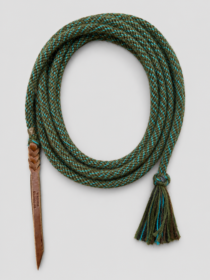 Mecate - MEC186 -  1/2"x22' 6 Strand Alpaca Moss, Grey, Black, Brown, and Turquoise