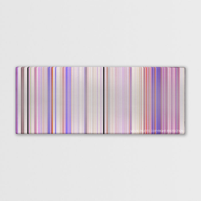 Minions: The Rise of Gru movie barcode canvas print, the whole film as stripes of color