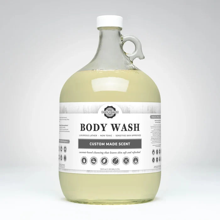 Rustic Strength, Body Wash, 128oz Glass, Custom Made Scent