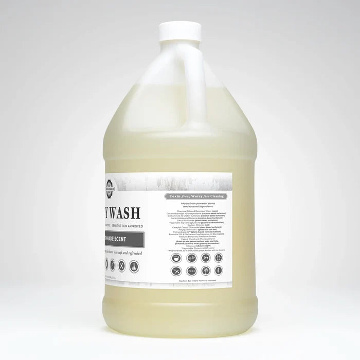 Rustic Strength, Body Wash, 128oz Plastic, Custom Made Scent, Side View Right