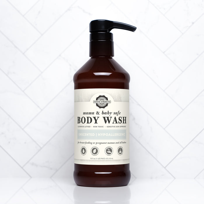 Rustic Strength, Body Wash, 16oz, Plastic, Mama + Baby Safe
