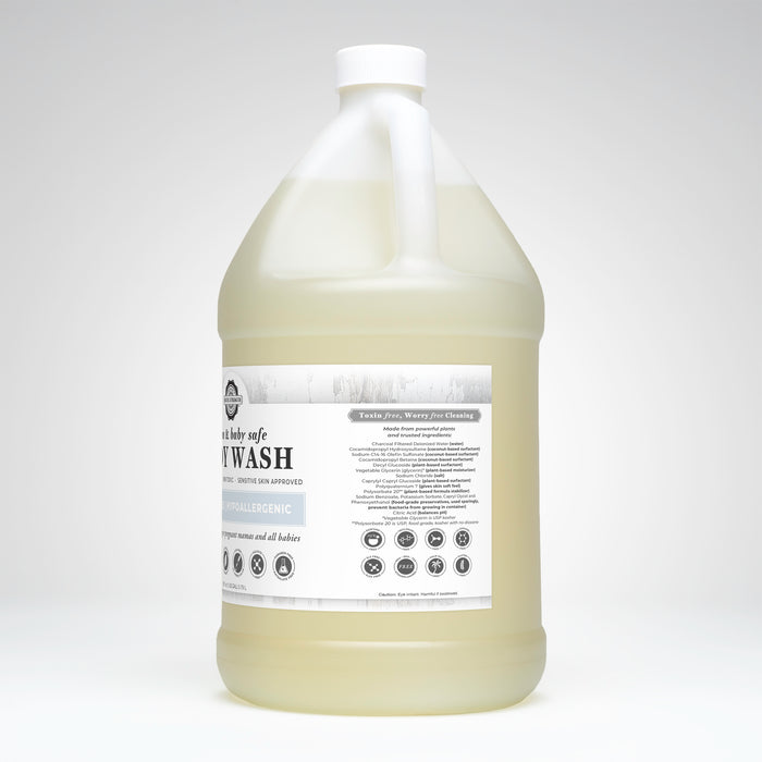Rustic Strength, Body Wash, 128oz Plastic, Mama + Baby Safe, Side View Right