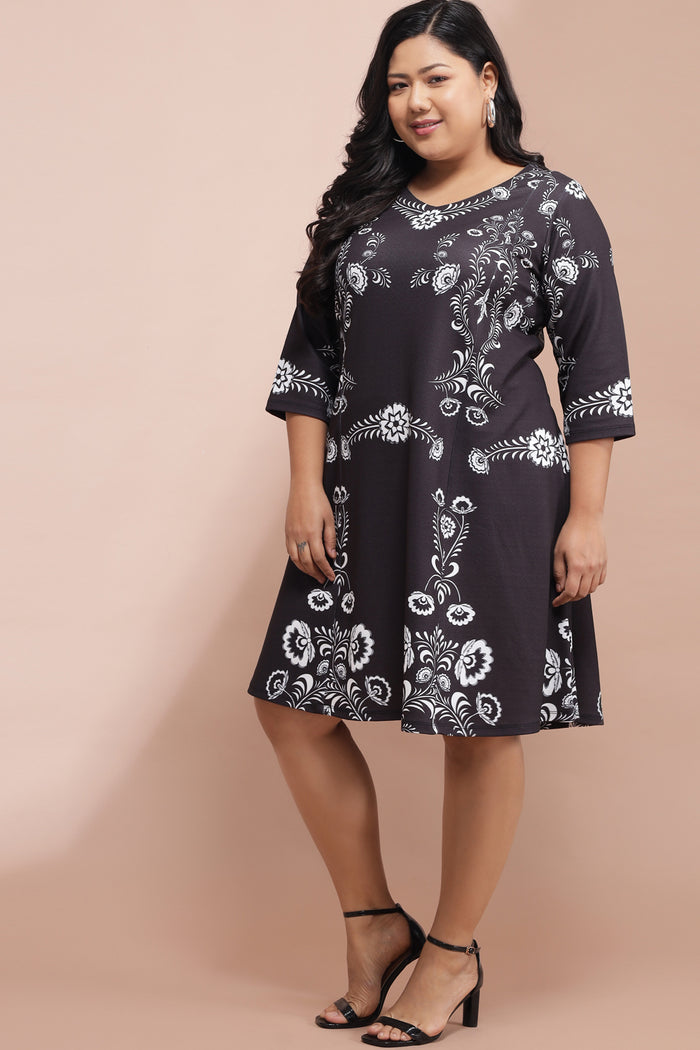 Monochrome Baroque Party Dress
