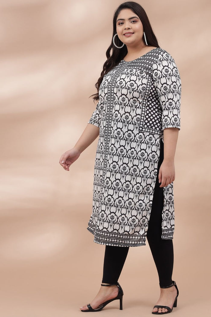 Monochrome Ethnic Printed Kurta