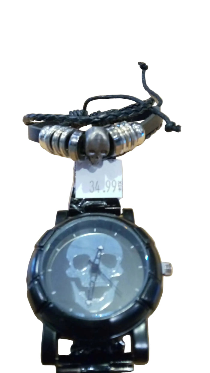 Montre tête de mort et bracelet