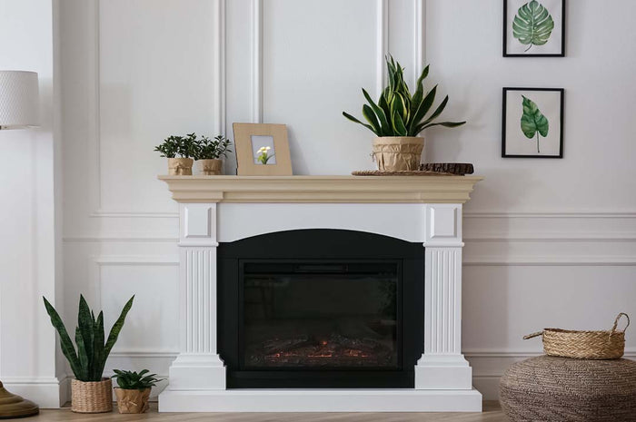 Retique It wood finish kit with four large weathered wood panels for fireplace mantles, showcasing smooth, textured wood surface.