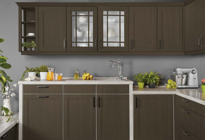 Retique It Multi-purpose Smooth Finish Kit (Large) in charcoal for interior wood cabinets, featuring a sleek, professional top coat application.
