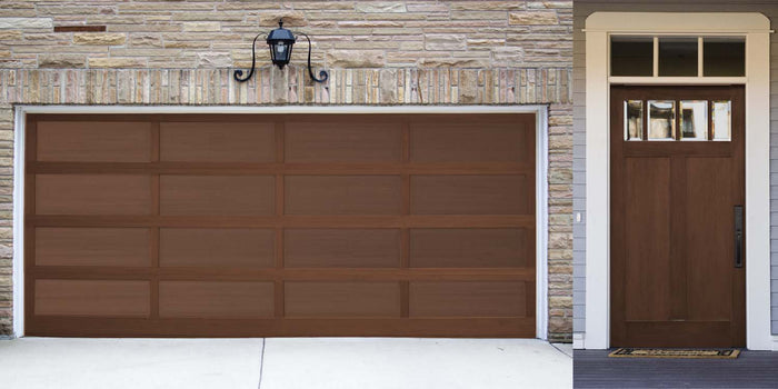 Large Java wood finish kit from Retique It for exterior garage door, featuring smooth, glossy top coat for a polished look.