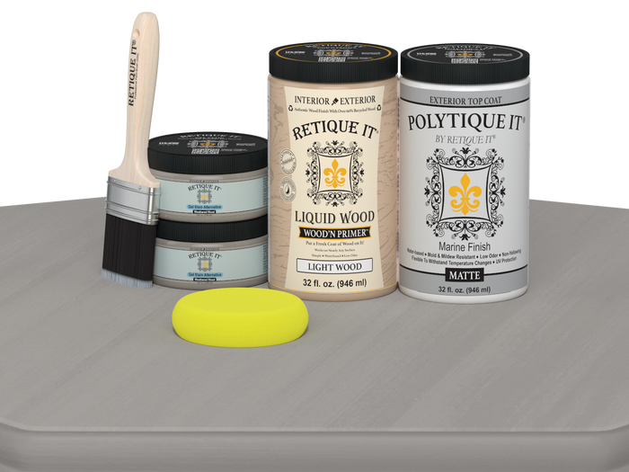 Large Weathered Wood Multi-purpose Smooth Finish Kit from Wood'n Finish Kits by Retique It with matte exterior top coat in the image.