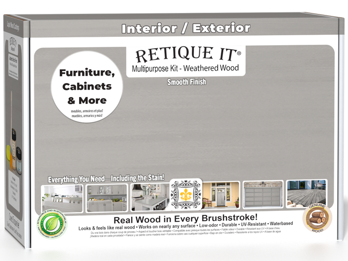 Retique It® Weathered Wood Multipurpose Kit box for interior and exterior furniture, cabinets, and more, featuring a smooth real wood finish.