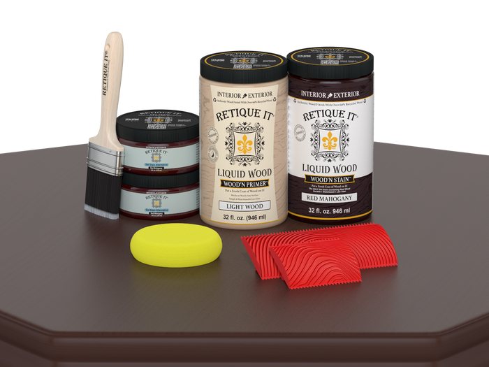 Large Red Mahogany Wood'n Finish Kit by Retique It for multi-purpose woodworking and furniture finishing projects.