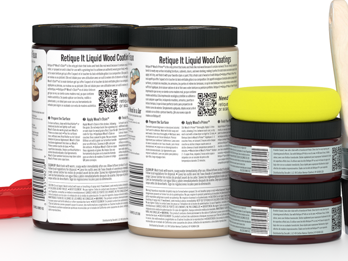 Large Red Mahogany Wood'n Finish Kit by Retique It, multi-purpose Wood'n Kit with various tools and finishes for wood projects.