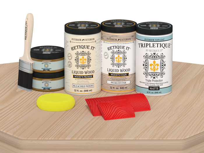 Large White Oak Wood'n Finish Kit by Retique It with matte top coat, designed for interior wood projects and finishing.