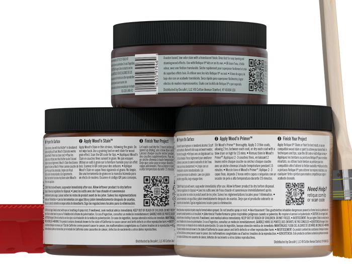Retique It Wood'n Finish Kit in Java for multi-purpose wood finishing, showing the kit components and Java-colored wood sample.