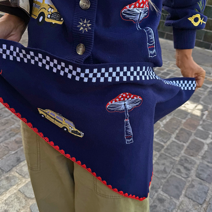 Navy Icons Knit Scarf