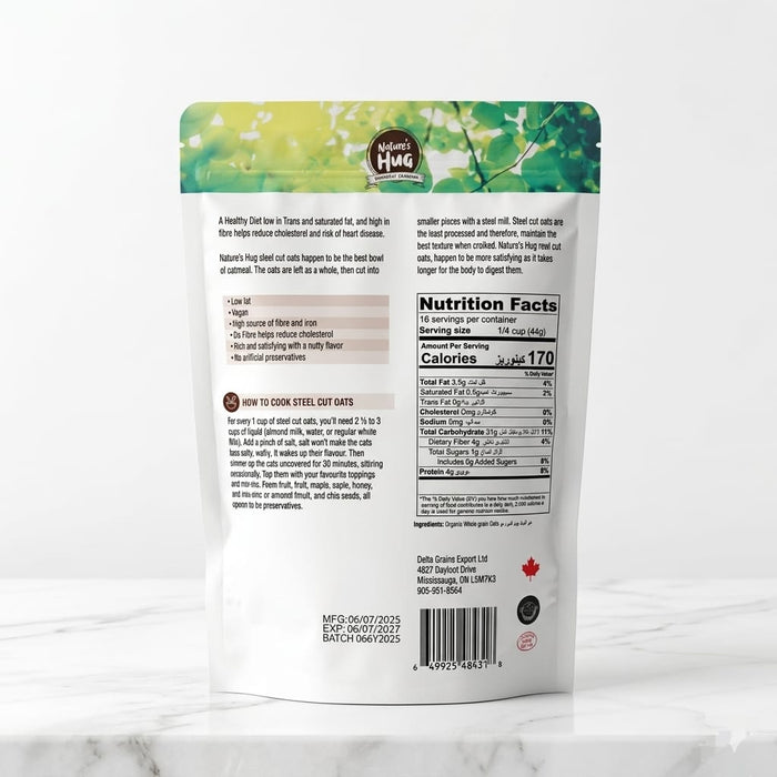 NH Organic Steel Cut Oats 600g - Tayyib Store - Nature's Hug - Lahore