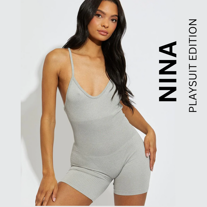 NINA - SLEEVELESS (UNITARD Style )  RIB KNIT Playsuit - Style Heist