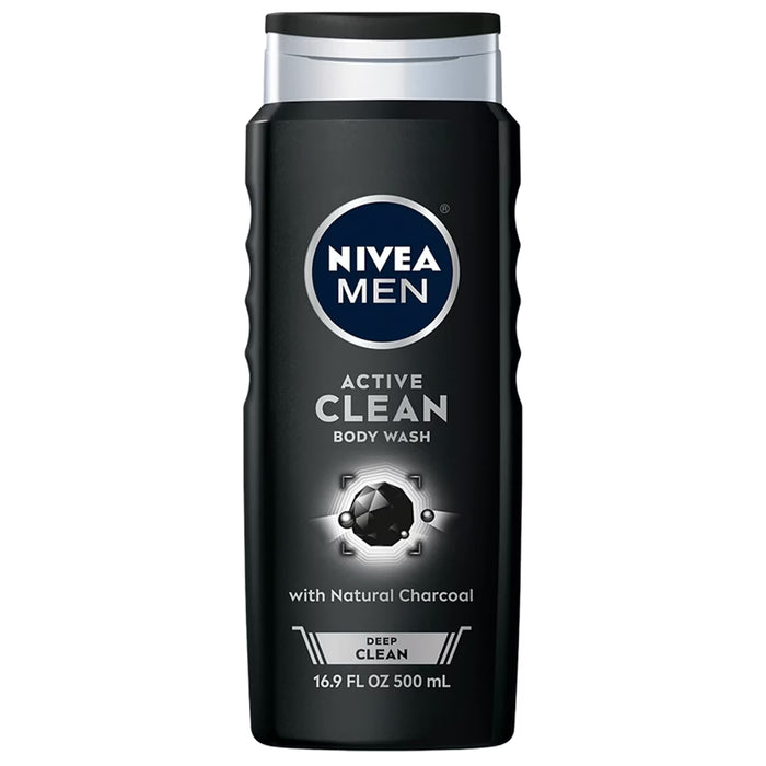 NIVEA MEN Active Clean Charcoal Deep Cleansing Body Wash - 16.9 oz - 12 Pack