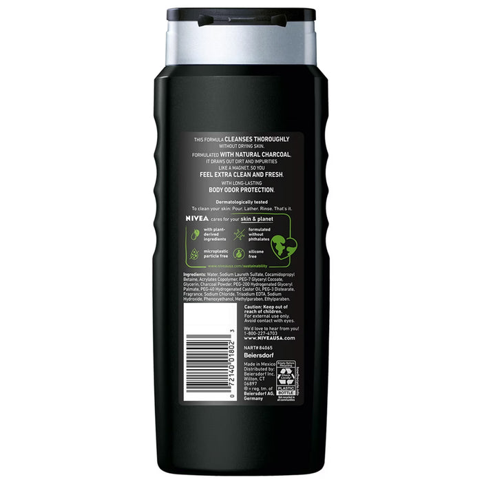 NIVEA MEN Active Clean Charcoal Deep Cleansing Body Wash - 16.9 oz - 12 Pack