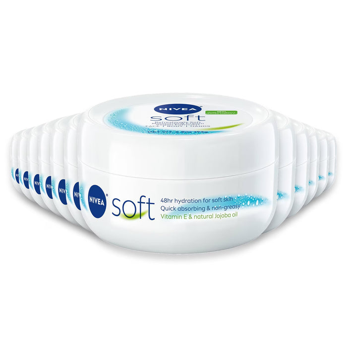 NIVEA Soft Refreshingly Soft Moisturizing Cream with Jojoba Oil and Vitamin E - 6.8 oz - 12 Pack