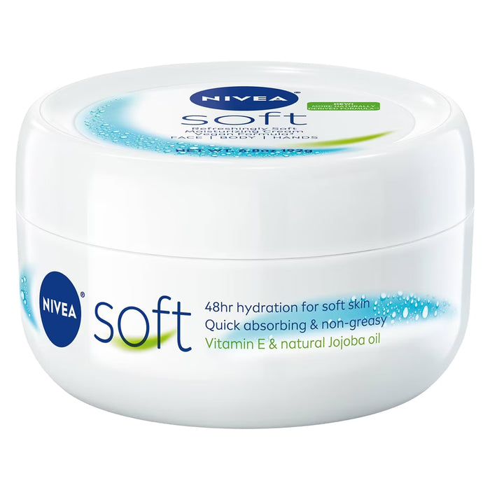 NIVEA Soft Refreshingly Soft Moisturizing Cream with Jojoba Oil and Vitamin E - 6.8 oz - 12 Pack