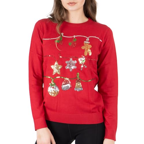 NOROZE Women's Christmas Tops Sweatshirts Sequin Jingle Bells HoHoHo Pug Mrs Claus Xmas Jumper - Style Heist