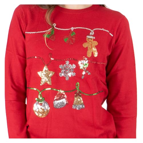 NOROZE Women's Christmas Tops Sweatshirts Sequin Jingle Bells HoHoHo Pug Mrs Claus Xmas Jumper - Style Heist