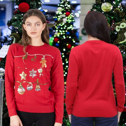 NOROZE Women's Christmas Tops Sweatshirts Sequin Jingle Bells HoHoHo Pug Mrs Claus Xmas Jumper - Style Heist